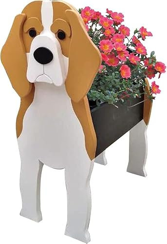 Maceta con Forma de Perro para Jardin. Maceta Flores PVC para Decoracion Interior o Exterior. Mini maceteros.Ideal para suculentas, Flor, Cactus...Jardineras de Jardin (1, Beagle)