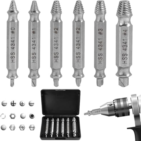 Lot de 12 extracteurs de vis endommagées, extracteur de vis cassées, extracteur de boulons arrondis, kit de retrait facile de vis dénudées pour vis à tête dénudée, écrous, boulons