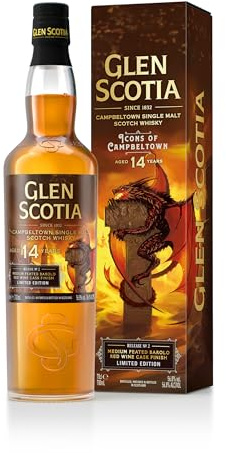 Glen Scotia Whisky: Icons of Campbeltown Release No.2 | 70cl (56.8% ABV) | 14-Year-old Single Malt Whisky | Maritime Salinity and Smoky Peat Beautifully Balanced by Candied Red Fruits
