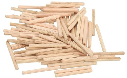 sourcing map 100 Stück 3/16 Zoll x 2-3/16 Zoll Holzdübelstifte, Holzdübel, Stangen, Möbel, Holzbearbeitung, gerillter Stift, Holzdübel geriffelt für Handwerk, DIY-Projekte
