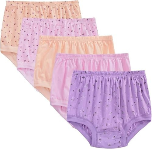 AOOPOO 5 Pezzi Mutande per Signore Anziane, Slip A Vita Alta in 100% Cotone, Mutandine Larghe Oversize, Biancheria Intima Morbida Traspirante e Confortevole per Donne di Mezza età e Anziane, S-3XL