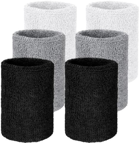 Apausvcm 6 Stück Schweißbänder,Absorbierende Schweißband,Schweißband Handgelenk,Fitness Schweissband,Fitness Arm Schweißband,Sport Schweißband Armband für Handball Fußball Basketball Tennis Laufen