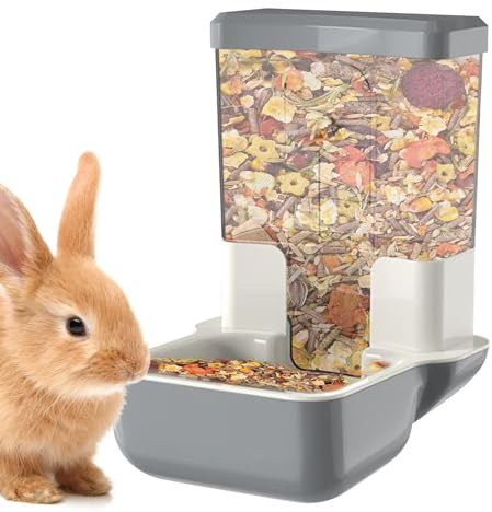 Automatic Rabbits Food Dispenser, 800ml Hanging Pet Feeder for Cage, Feeding Station for Small Animal Rabbits Cat Puppy Guinea Pig Chinchilla Bird Hamster
