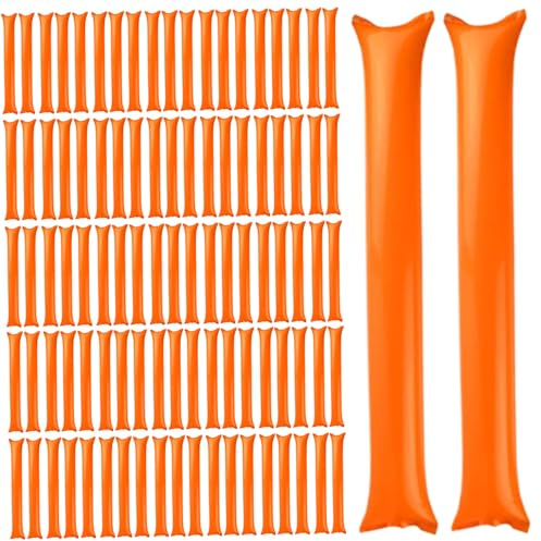 Thunder Sticks 100 Pcs Boom Stick Inflatable Spirit Sticks Cheerleading Plastic Boom Stick Noise Makers for Sporting Events Dance Basketball Football Orange, Arts Crafts
