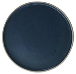 Plato llano de cerámica japonés, simple, retro, resistente a altas temperaturas, 22,8 cm, color azul profundo