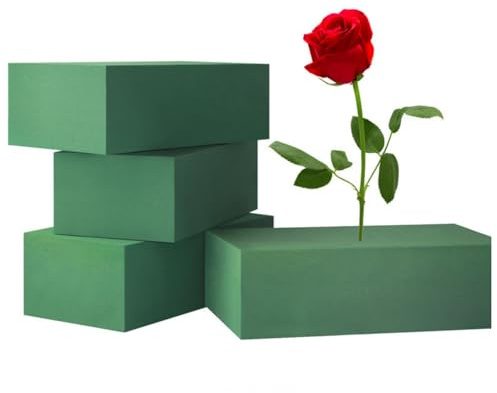 Oyiclyea 4 Pieces Wet Green Florist Bricks, Wet Brick Floral Foam Block, Florist Flower Foam Green Blocks, Flower Mud, Floristry Designs Arranging Supplies for Weddings, Birthdays, and Events