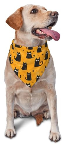 Hundehalstuch mit niedlichem schwarzem Katzendruck, für kleine, mittelgroße und große Hunde, verstellbares Dreieckstuch für Katzen, Taschentuch, Zubehör