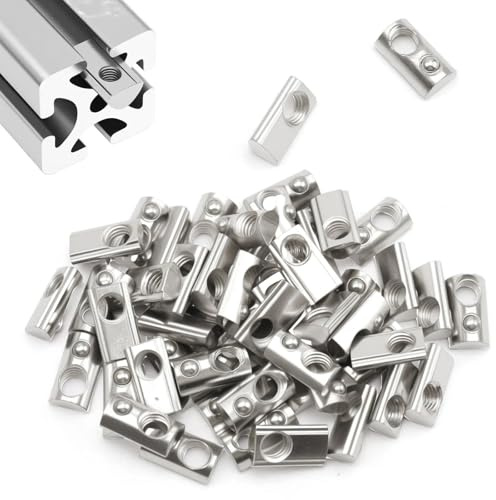 LINTRA 50 Stück Nutensteine M8 Nut 8 T mit Kugel, 30-Serie M8 Nutenstein, Nutensteine Dachträger, Kohlenstoffstahl Nutstein für Aluprofil c Profil 3D Drucker CNC Europanorm