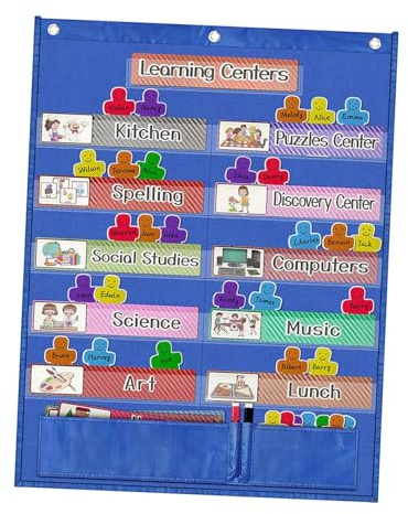 KiBcsLic Stecktafel Als Klassenzimmerplaner Und Wandorganizer Unterrichtsmaterial Und Stundenplan Robustes Material Aus Stoff für Wochenziele Und Tägliche Rout, Blau