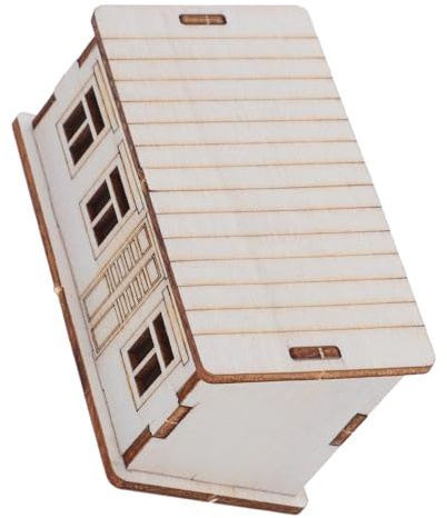 Angoily Unvollendetes DIY Holzhaus Bausatz Kleines Holzhäuschen zum Bemalen Miniaturhaus für Wohn Bürodekoration Rustikaler Charme Geschenkidee