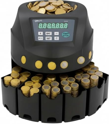 Compteuse Monnaie Automatique - Trieuse Monnaie par Dénomination - 200 Pièces/Minute - Capacité 300-500 - Compatible EUR & USD - Écran LED - Connexion RS232 PC/Imprimante