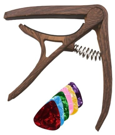 Gitarren-Capos Einstellbare Klemme Präzise Tragbar | Akustikgitarren-Capos inklusive 6er-Packung Plektren für Musikübung Aufführung Bühne Studio Reisen Zuhause Anfänger Männer
