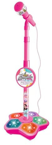 Thewasc Pratico microfono per canto per bambini con supporto, luci a LED colorate, effetti sonori divertenti per giochi di ruolo e sicurezza