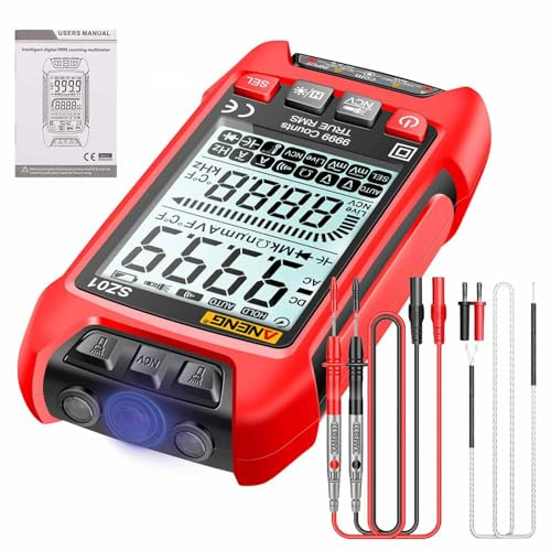 Contatore elettrico portatile - Tester digitale ad alta risoluzione, dispositivo di misurazione multifunzione, display accurato e affidabile | Tensione Corrente Resistenza Diodo Continuità Capacità Fr