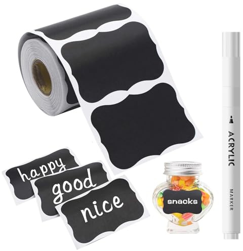 120 Pcs Klebeetiketten zum Beschriften, Aufkleber zum Beschriften, Wasserdichte Etiketten selbstklebend mit Stift, Küchen Klebeetiketten Partner für Gewürzgläser, Marmelade usw, 5.5x3.5cm (Rechteckig)