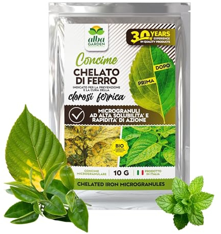 Albagarden Chelato di Ferro EDDHA 6% Microgranulare 3 x 10 g – Concime Anticlorosi per Piante, Agrumi, Vite, Orto e Giardino – Riverdente per agricoltura biologica – Efficace anche con pH difficili