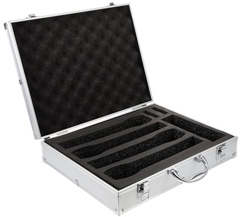 VICASKY Mikrofonkoffer aus Aluminiumlegierung für 4 Kabellose Mikrofone mit Schaumstofffüllung und Griff Stoßfest und Leicht zu Öffnen für Reisen und Shows