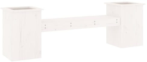 Qnhdfrt Panca da giardino con fioriere bianca, 184,5 x 39,5 x 56,5 cm, in legno di pino massiccio, panca 2 in 1 con fioriere per giardino, terrazza e balcone, panca in legno per esterni