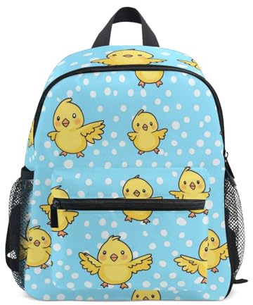 WDdZzyy Sac à dos personnalisé pour enfants de 4 ans Motif poussins jaunes à pois blancs