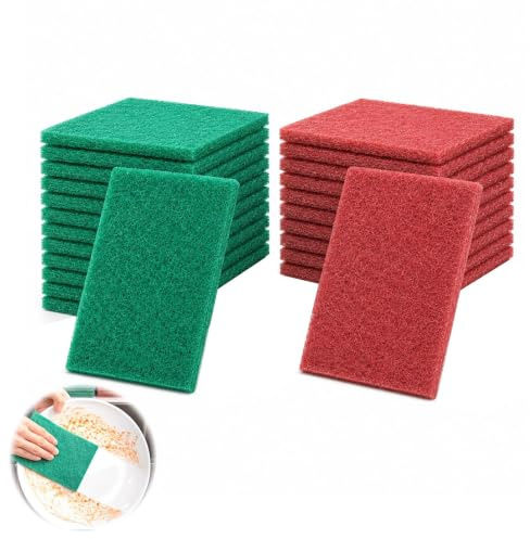 20 PCS Abrasive Pads, Wet/Dry Dual-Purpose Wiping Pads, Washable and Reusable Sandpaper Pad for Grinding and Polishing Wood, Metal, and Stainless Steel, for Restoration and Crafts(Red+Green)