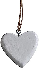 16 STK Holzherzen Weiss 5cm Hochzeitsdeko Gastgeschenke Mango Holz Herzen Anhänger Deko Hänger Holzherz Mitbringsel Handschmeichler