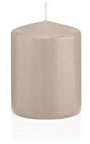INNA-Glas Candela votiva/Candela a Colonna Maeva, Beige, 8cm, Ø6cm, 29h - Made in Germany - Candela di Cera/Candela Decorativa