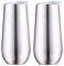 Sivaphe Flûte de Champagne Coupe à Champagne Lot de 2 INOX Double paroi Isolé Verres à vin avec couvercles Tasse pour Hommes 180ml (argenté)