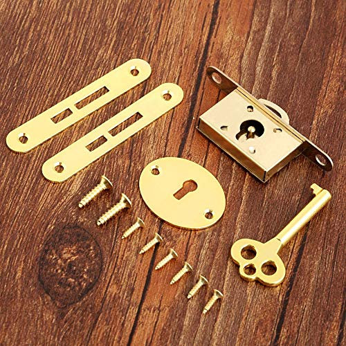 AIGUO 1 Set Golden Classique Serrures, en Alliage De Zinc for Tiroirs Armoire Portes D'armoires, De Meubles Anciens Comptoir Tiroir Serrures, avec Clé