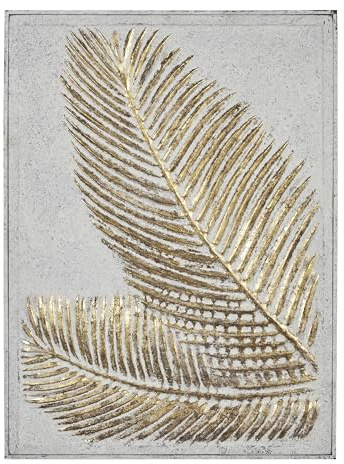Deco 79 Metal Leaf Home Wall Decor Relief Palm Wall Sculpture with Gold Detailing, Wall Art 23 x 1 x 31, Gold