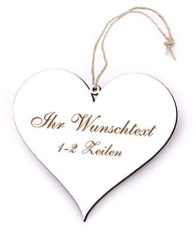 Schild Herz Ihr Wunschtext - zum Anhängen - Name Gravur - Türschild 13 x 12 cm