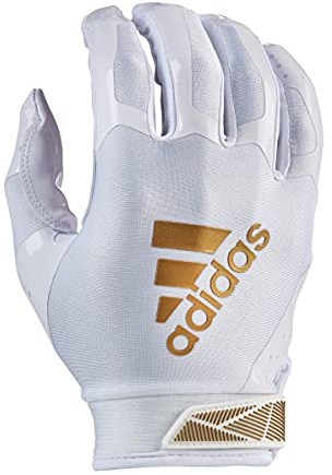 Adidas ADIFAST 3.0 Adult Football Receiver Glove, White/Metallic Gold, Medium
