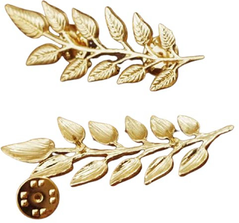 Sttiafay Épingle à col double feuille dorée pour pull, chemise, bijou décoratif pour homme et femme, Or, métal