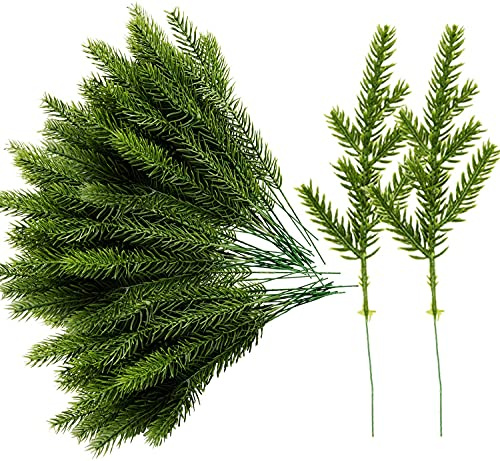 Purple Star Künstliche Pflanzen, Tannennadeln, Zweige Girlande, 17,9 x 5,6 cm, künstliche grüne Pflanzen, Tannennadeln, grüne Tannennadeln für Heimwerker, Weihnachtsgirlande, Haus- und