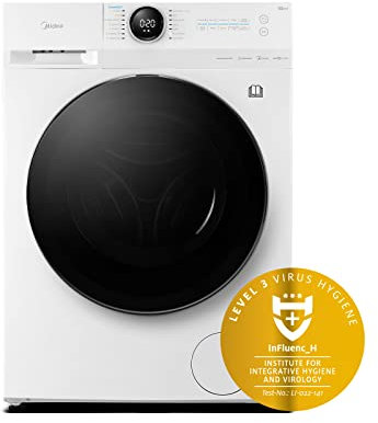 Midea MF20ED80WB Freestanding Washer Dryer, BLDC Motor, Bright LED Display Lunar Dial, Health Guard, Steam, 1400RPM, 8 kg/6 kg load, APP Control, White