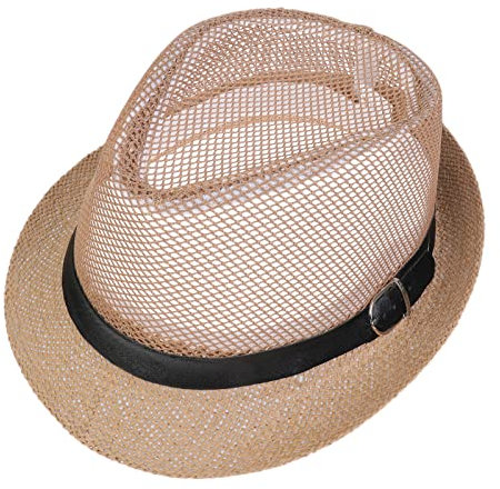 JK Home Fedora stråhatt utomhussport gangster Trilby jazz Manhattan, Nät brun, one size