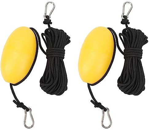 Aramox 2pcs Ligne de Remorquage de Corde Marine, Bouée Jaune Boule Flottante avec Corde de Remorquage de 30 Pieds pour Bateau Yacht Jet Ski Gonflable