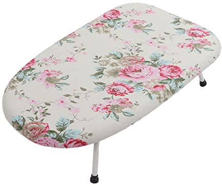 JEOZBM ASSE da Stiro Piccolo, ASSE da Stiro Pieghevole Compatto e Salvaspazio, Piastra di Appoggio per Ferro da Stiro a Vapore Portatile per Lavanderia Domestica(60cm-Fiore Rosso)