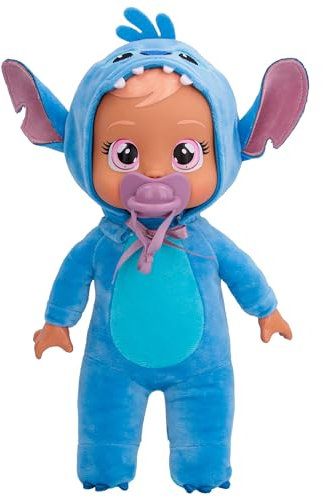 Cry Babies Tiny Cuddles Disney Stitch, Poupée Douce de 25 cm, Pleure de Vraies Larmes, Pyjama Disney, Jouet Cadeau pour Garçons et Filles +18 Mois