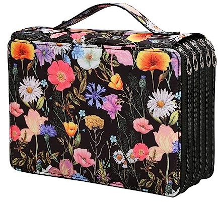 Sudemota Organisateur de crayons de couleur à 250 compartiments fermé par fermeture éclair à 5 couches - Sac de rangement pour étudiants et amateurs, Noir
