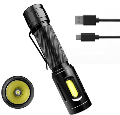 MIJOMI W80 LED Arbeitsleuchte Werkstattlampe mit COB, 1300 Lumen Taschenlampe Wiederaufladbare mit Magnet Clip, 6 Leuchtmodi Wasserdich für Auto Reparatur Werkstatt Garage