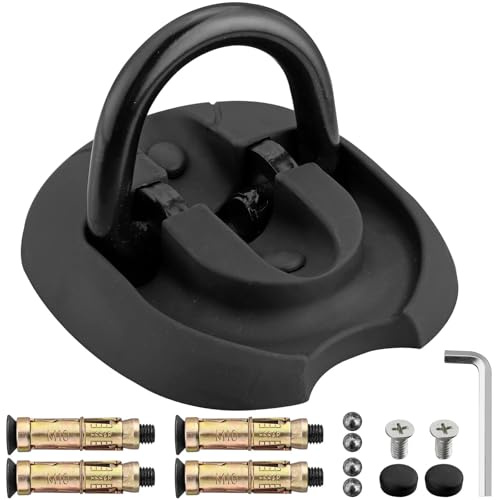 VINTEAM Heavy-Duty Ground Anchor with Spacious Internal Storage for Multiple Chain Locks, Perfect for Motorcycle and Bike Security - Features Reliable Fastening Points and Convenient Foldable Design