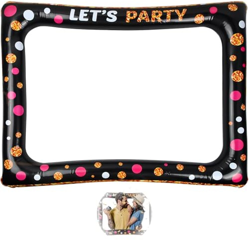 Photo Booth Props Inflatable Party Props - Fun and Colorful PVC Selfie Frame, Easy Inflation, Durable and Reusable, Perfect for Parties, Weddings, Birthdays, and Events
