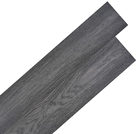 AJJHUUKI Hardware-Artikel Selbstklebend PVC Bodenbelag Dielen 5,02m² 2mm Schwarz und Weiß