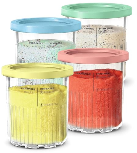 Ersatz für Ninja CREAMI Deluxe Behälter NC501EU NC500EU - 4er Pack, 680ml Spülmaschinenfest, BPA-frei, Auslaufsicher Ninja Eismaschine Deluxe Creamy Becher NC501 NC500