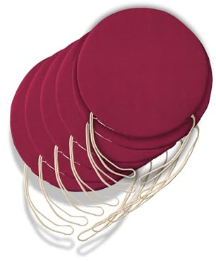 Lot de 6 coussins ronds pour chaise de cuisine déhoussables - Coussins de chaise de salon - Coussins de chaise avec nœuds, fabriqués en Italie, épaisseur 3 cm, décoration d'intérieur (fuchsia