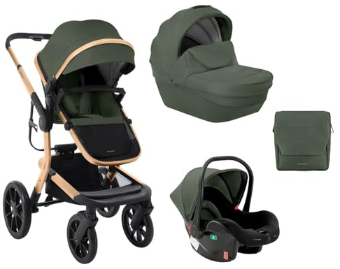 Kikkaboo Irene 3 in 1 passeggino combinato navicella seggiolino auto adattatore, colorazione:verde