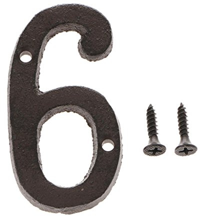 Plaque de numéro de porte de maison antique en fer forgé à faire soi-même - Lettre numéro 6