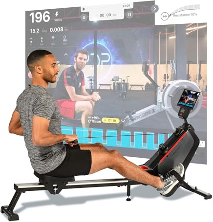 Christopeit Rudergerät Cambridge II/RW1000 Black Edition – Gepolsterter Komfortsitz, Klappbar, platzsparend, bis 120 kg