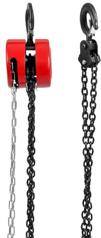 Levkitch Cabrestante manual con capacidad de carga de 2000 kg y 3 m de longitud de cadena, grúa manual, gancho giratorio 360°, para bosques y talleres (rojo, 2T/9,84 ft)