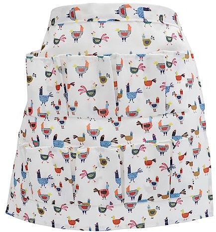 SECFOU Delantal Para Huevos De Gallina Con Bolsillo Múltiple M, Material Grueso Resistente Decoloración, Diseño Funcional Para Granja y Recolección De Huevos, Modelo 6